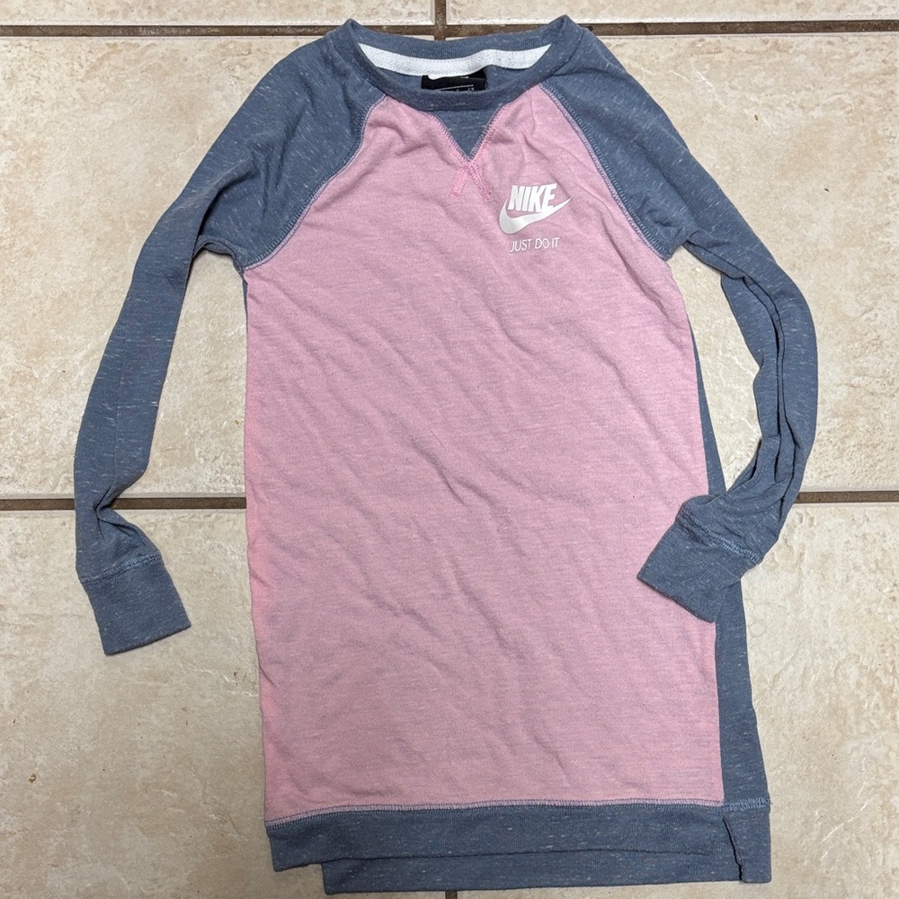 Nike little girls long sleeve dress 4-5 pink blue